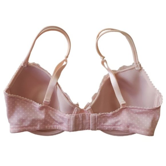 Pink Polka Dot 3 Piece Lace Trim Bra & Thong Bundle | Like New | 32D, Small - Picture 4 of 13